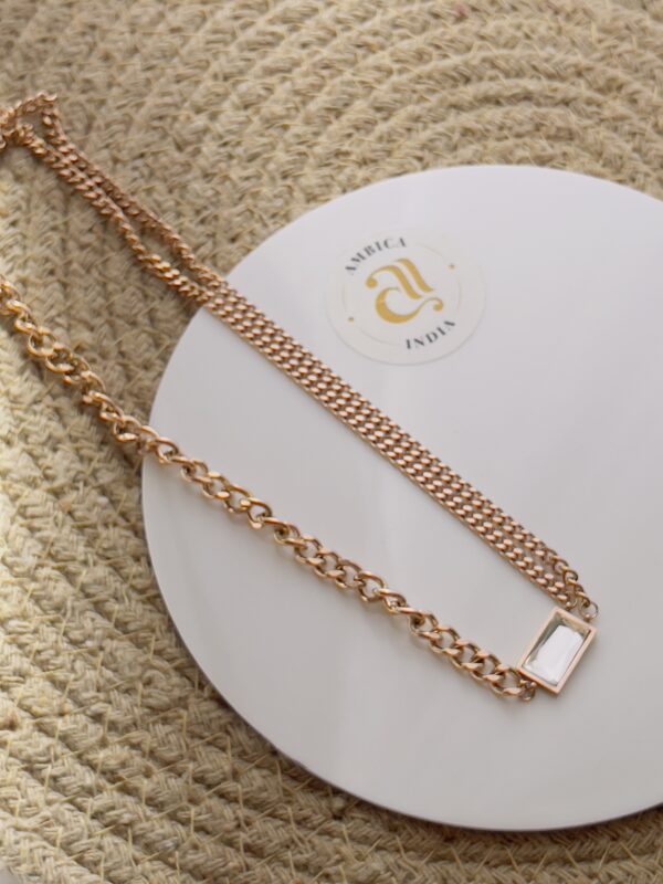 White Crystal Link Chain Necklace