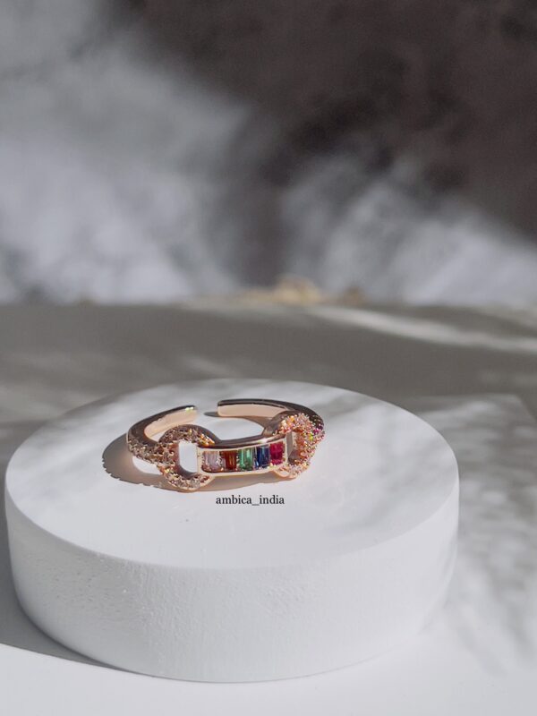 Multicolour small crystal adjustable ring