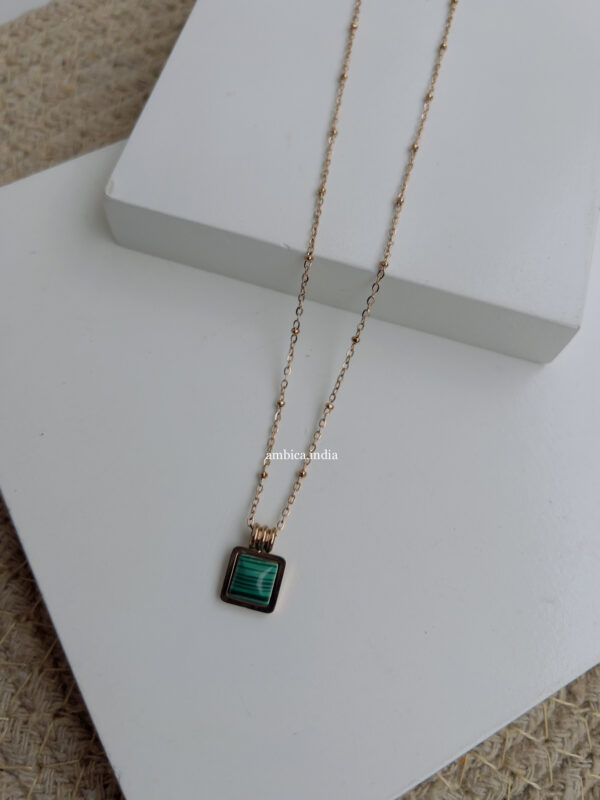 Green square necklace