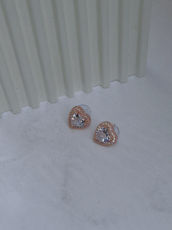 White crystal heart earrings