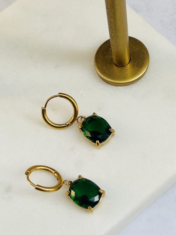 Green Crystal drop earrings