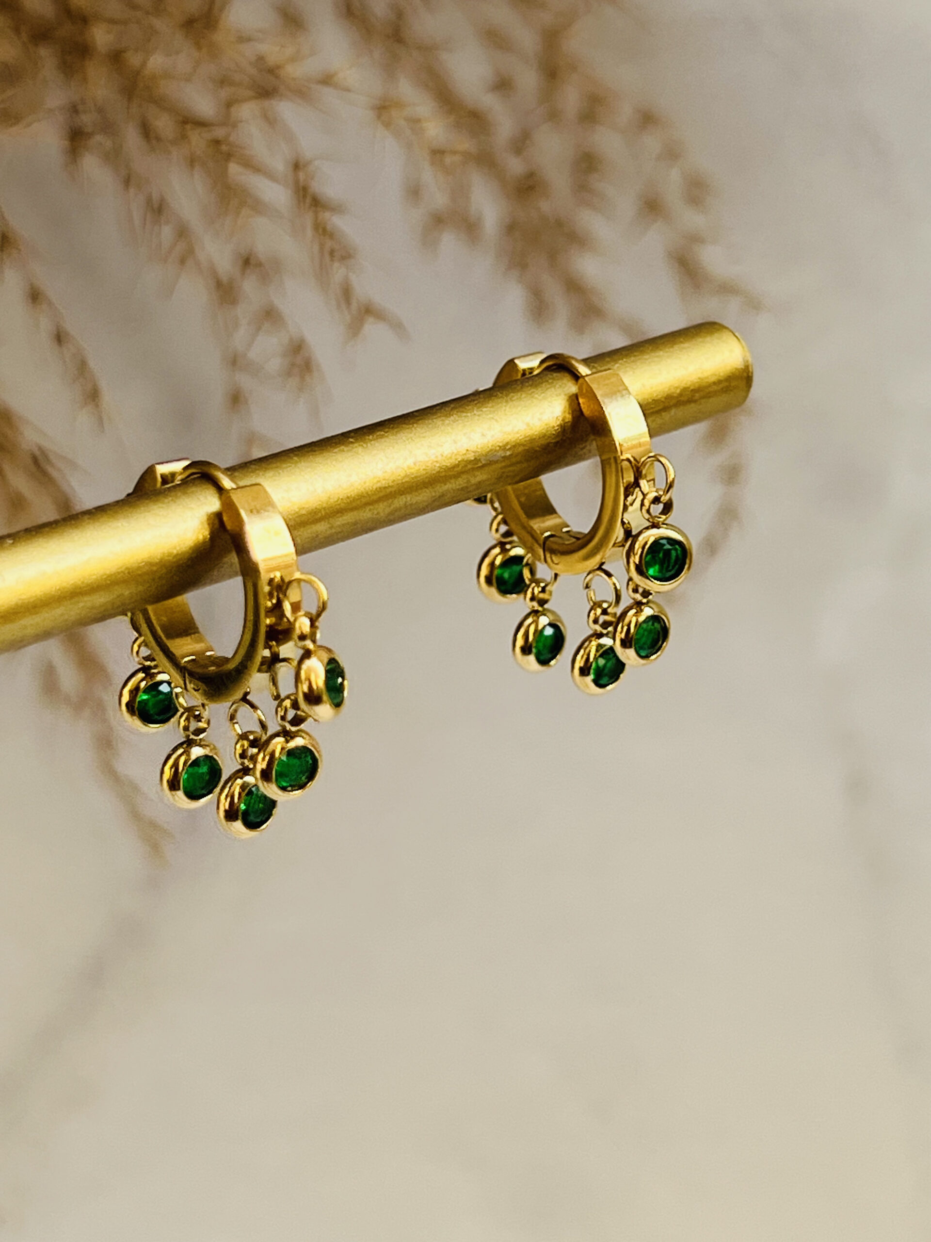 Green crystal drop earrings – Ambica