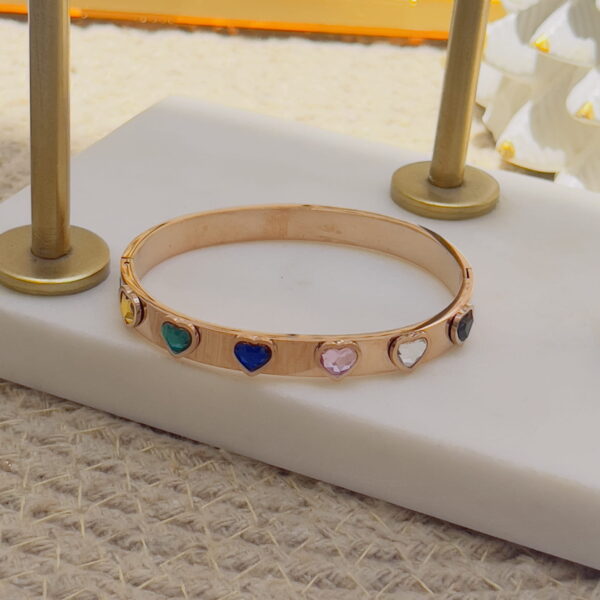 Multicolour heart crystal bracelet