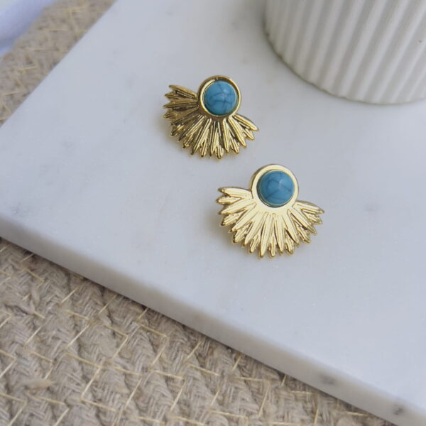 Turquoise flower studs