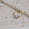 Round white crystal adjustable ring