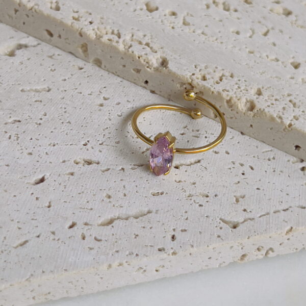 Davina pink crystal adjustable ring