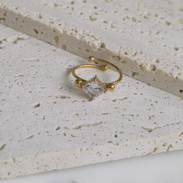 White crystal adjustable ring