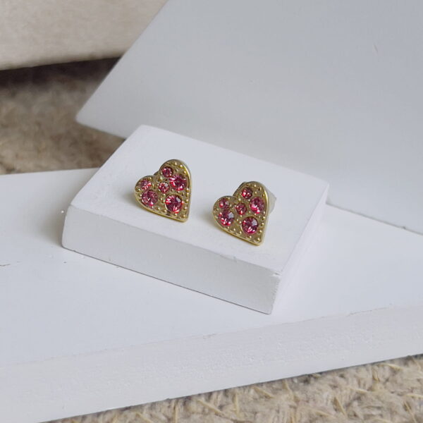 Heart pink crystal earrings