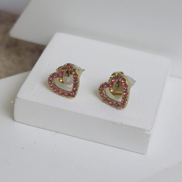 Heart pink crystal earrings