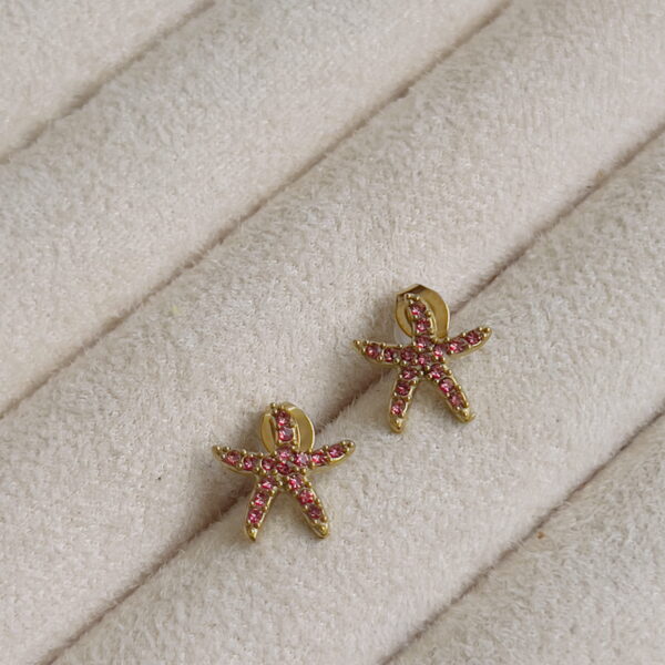 Starfish pink crystal earrings