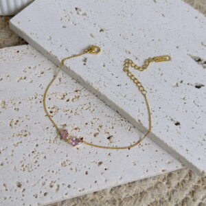 Pink leaf crystal bracelet