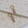 Triangle with square pink crystal drop earrings
