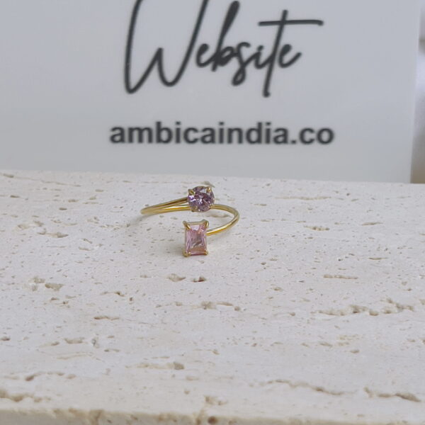 Pink tiny crystal cross ring