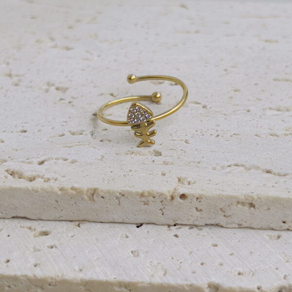 Tiny pink heart arrow ring