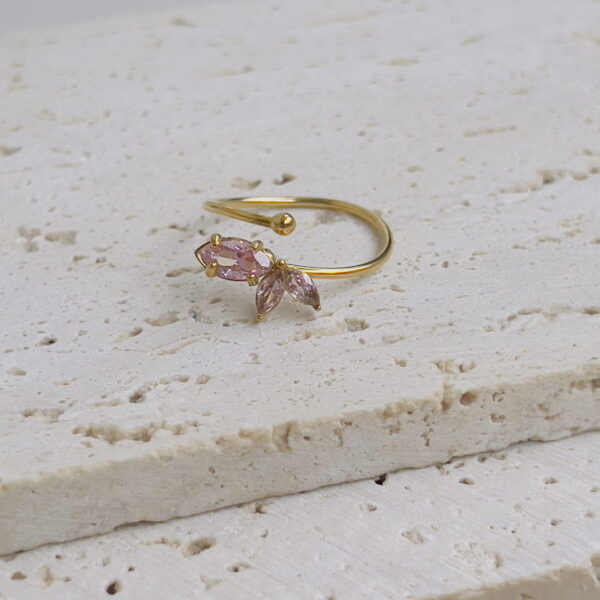 Pink cross crystal ring