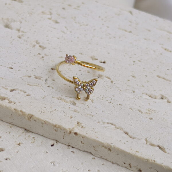 Pink butterfly ring