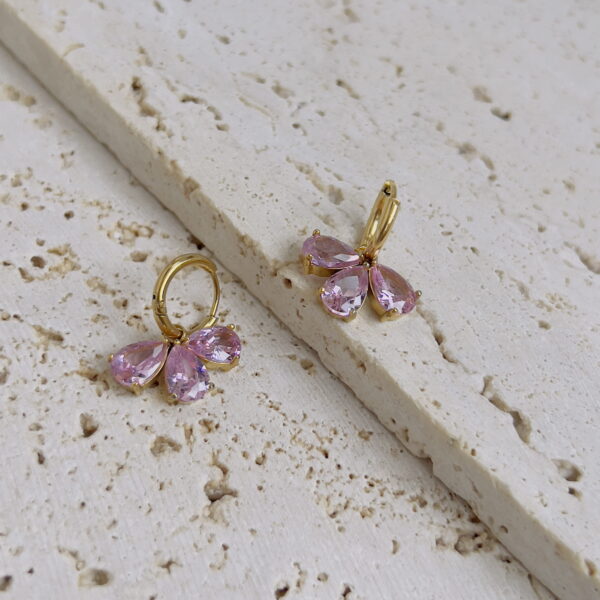 Flower pink crystal earrings