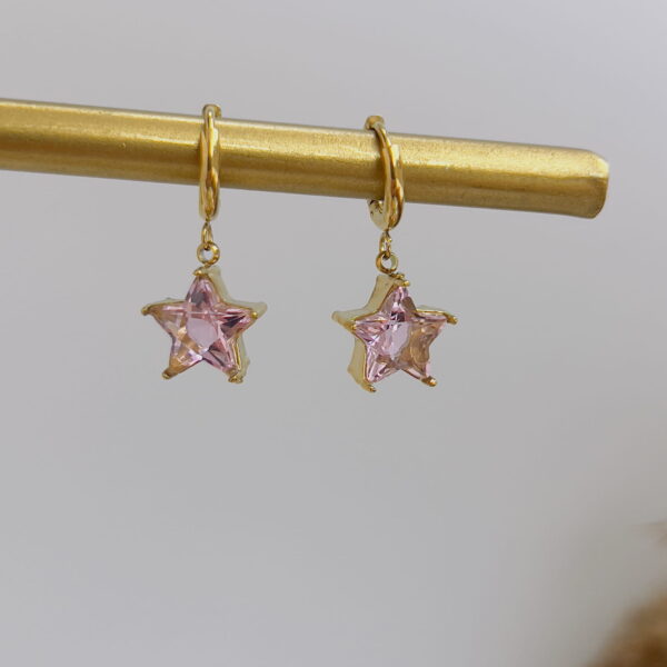 Star pink crystal earrings