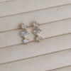 Triangle with rectangle white crystal earrings