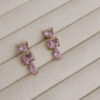 Heart with rectangle pink crystal earrings
