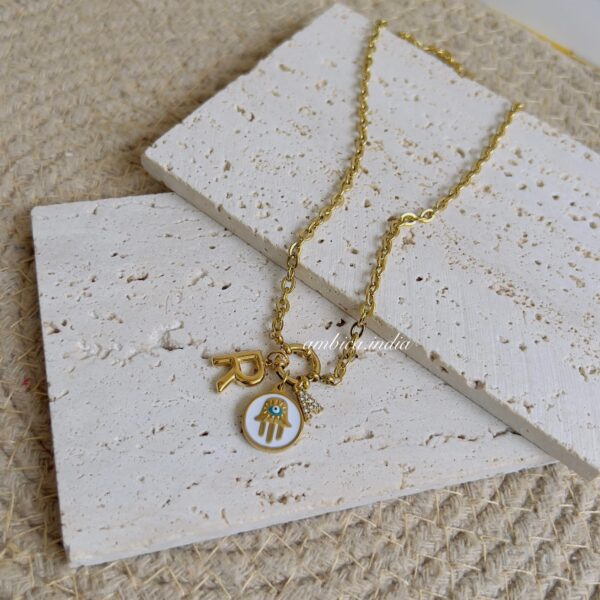 Link chain with initial charms necklace