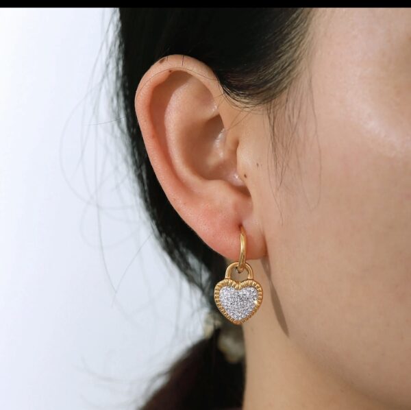 White heart studded earrings