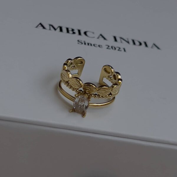 Oval white crystal ring