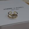 White crystal tiny leaf ring