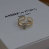 Flower white crystal ring
