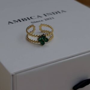 Green crystal flower ring