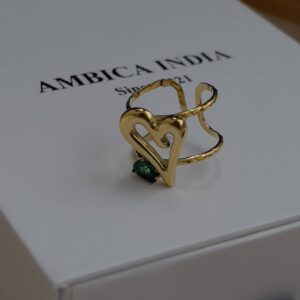 Green crystal heart ring