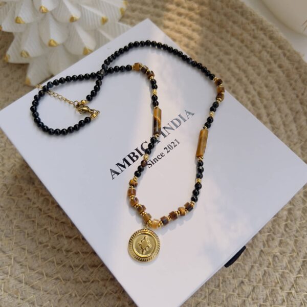 Brown with black stone necklace