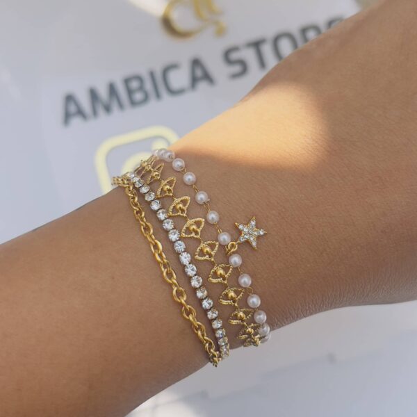 Tiny star and Pearl Wrap Bracelet
