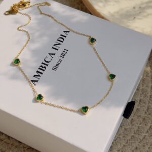 Tiny emerald heart minimal necklace