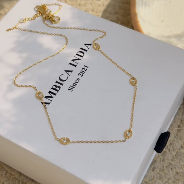 Tiny Marquise white minimal necklace