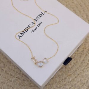 Multi shape white crystal necklace
