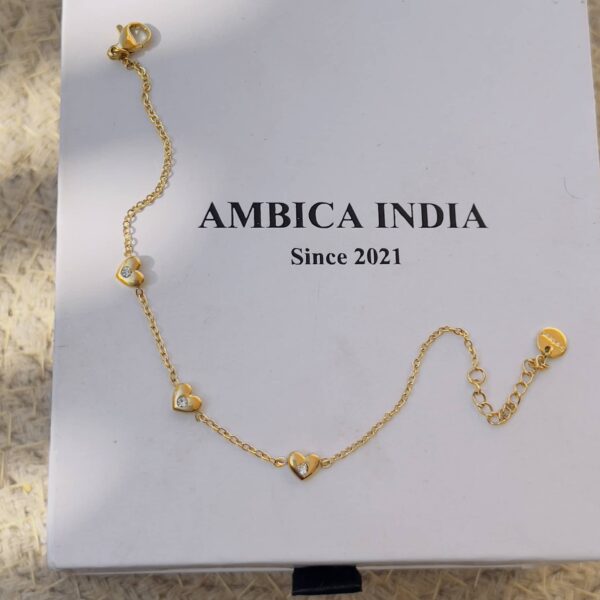 Tiny white crystal heart minimal bracelet