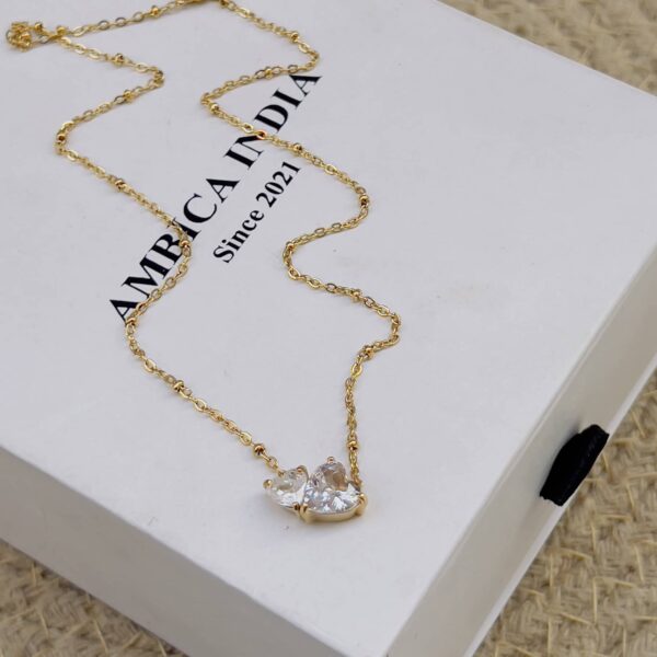 Heart white crystal necklace