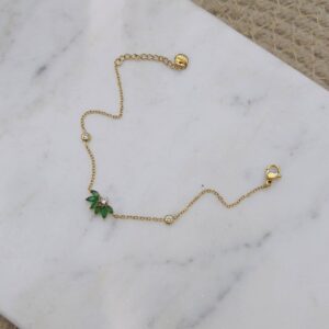 Marquise green crystal minimal bracelet