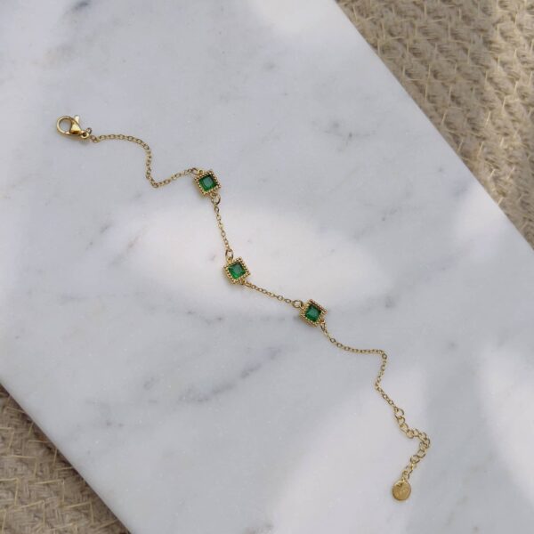 Emerald square crystal minimal bracelet