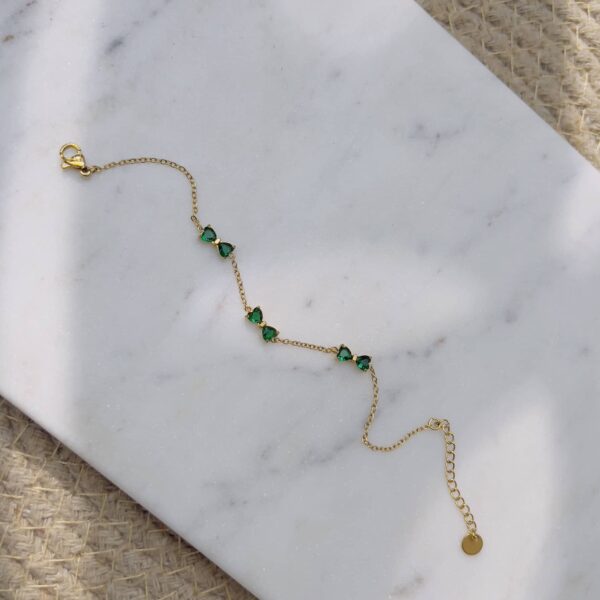 Emerald bow crystal minimal bracelet