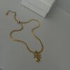 Heart with bow Sanke chain necklace